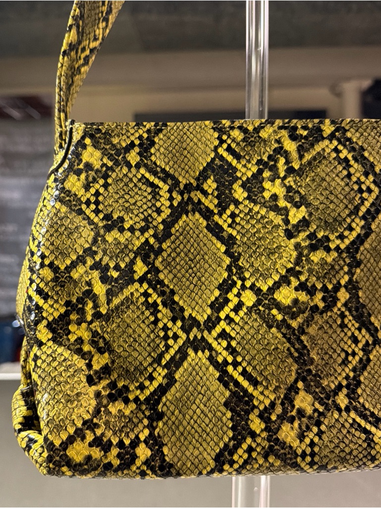 Hvisk Scape Small Shell Yellow Snakeskin Vegan Leather Shoulder Bag H2354 Nwt — image 2 of 8